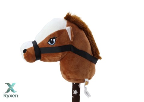 Pluszowa Głowa Konia Na Kiju Hobby Horse Koń Krótkowłosy Ciemnobrązowy Dźwięki LEAN TOYS