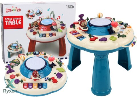 Stolik Panel Edukacyjny Interaktywny Pianinko Bębenek Niebieski LEAN TOYS