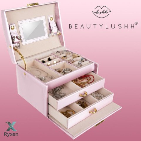 Szkatułka/ kuferek na biżuterię - różowy BEAUTYLUSHH