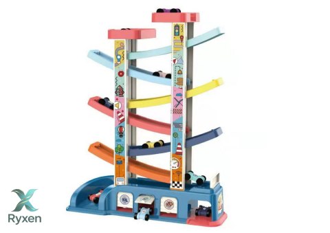Tor Zjeżdżalnia Dla Kolorowych Autek 6 Samochodzików LEAN TOYS