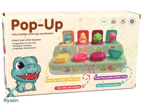 Zabawka Zręcznościowa Pop-up dla Malucha Zwierzątka Dinozaury LEAN TOYS