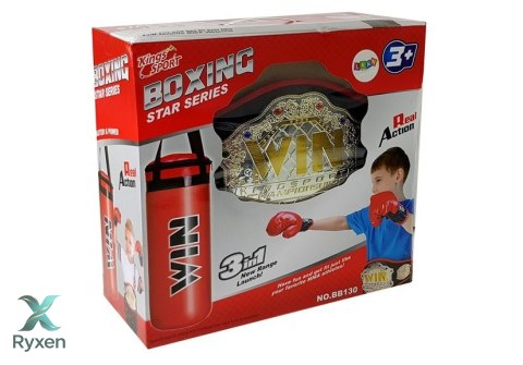 Zestaw Bokserski Worek Rękawice Pas Zwycięzcy Bokser LEAN TOYS