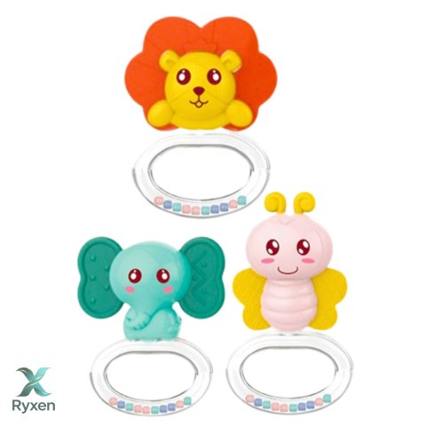 Zestaw Gryzaków Grzechotek Dla Niemowlaka Zwierzątka 3 ele. LEAN TOYS