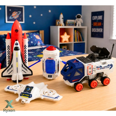 Zestaw Kosmiczny Rakieta Wahadłowiec Dron Astronauta Satelita Pojazd LEAN TOYS