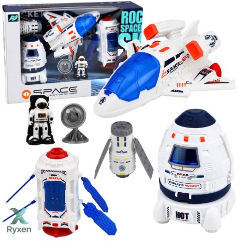 Zestaw Kosmiczny Statek Satelita Kapsuła Antena Komunikacyjna Astronauta LEAN TOYS