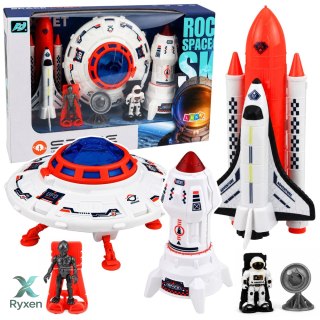 Zestaw Kosmiczny Statek Ufo Rakieta Wahadłowiec Kosmita Kosmonauta Antena LEAN TOYS
