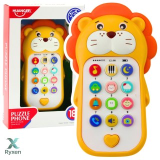 Interaktywny Telefon Edukacyjny Dla Malucha Dźwięki Melodie Lew Żółty LEAN TOYS