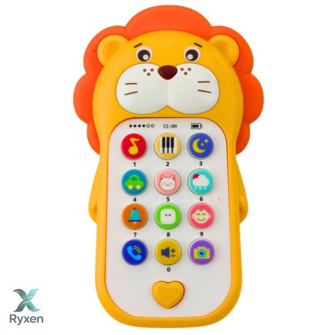Interaktywny Telefon Edukacyjny Dla Malucha Dźwięki Melodie Lew Żółty LEAN TOYS
