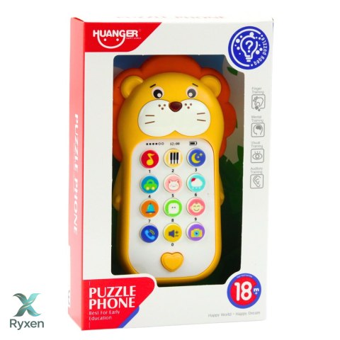 Interaktywny Telefon Edukacyjny Dla Malucha Dźwięki Melodie Lew Żółty LEAN TOYS