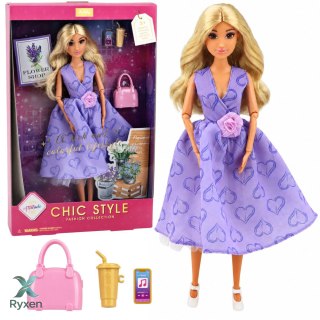 Lalka Anlily Fashion w Fioletowej Sukience W Serca Torebka Akcesoria Zestaw LEAN TOYS