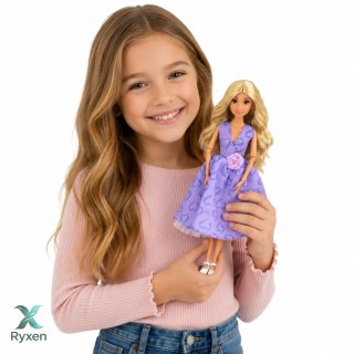 Lalka Anlily Fashion w Fioletowej Sukience W Serca Torebka Akcesoria Zestaw LEAN TOYS