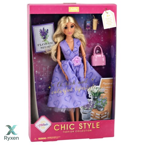 Lalka Anlily Fashion w Fioletowej Sukience W Serca Torebka Akcesoria Zestaw LEAN TOYS