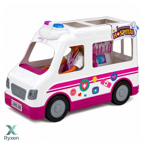 Lalka Anlily Lekarka w Ambulansie Akcesoria Medyczne Światła Dźwięk Zestaw LEAN TOYS