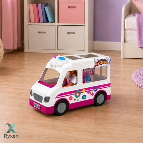 Lalka Anlily Lekarka w Ambulansie Akcesoria Medyczne Światła Dźwięk Zestaw LEAN TOYS