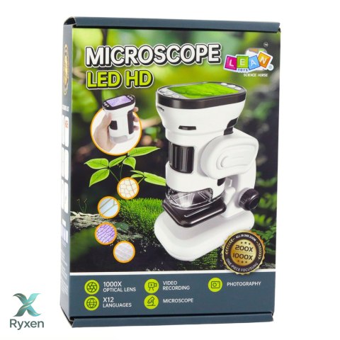 Mikroskop Edukacyjny Cyfrowy Z Ekranem Funkcja Zdjęć Wideo 1000X LED LEAN TOYS