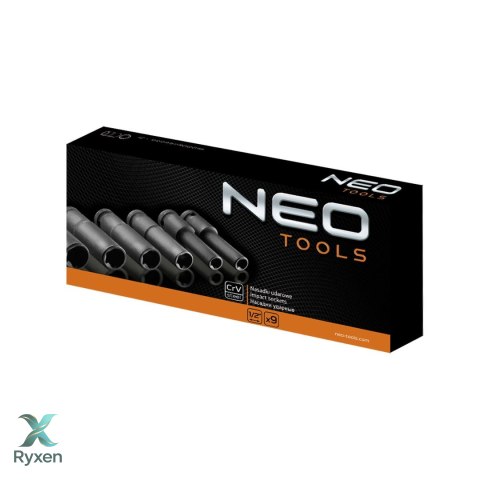 Nasadki udarowe 1/2", E10-E24, zestaw 9 szt., CrMo NEO TOOLS