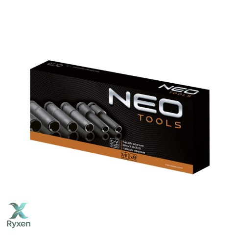 Nasadki udarowe 1/2", E10-E24, zestaw 9 szt., CrMo NEO TOOLS