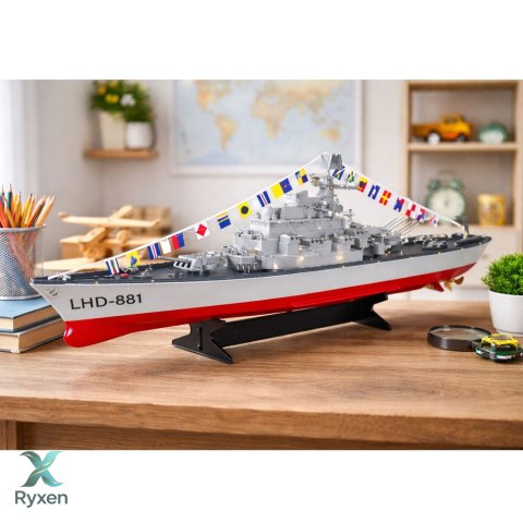 Okręt Wojenny Militarny Zdalnie Sterowany RC Oświetlenie LED 1:390 LEAN TOYS