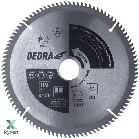 Piła tarczowa do alum. 100z śr.205x30 mm Dedra