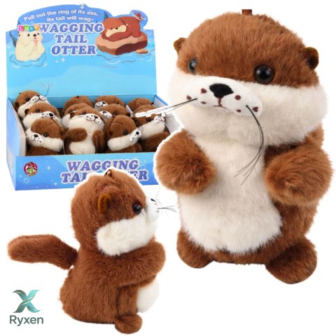 Pluszowa Wydra z Kręcącym Ogonkiem Dźwięki Piszczenia Brelok 12,5 cm LEAN TOYS