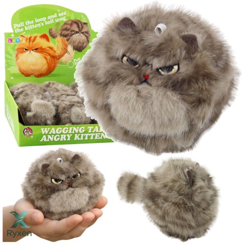 Pluszowy Brązowy Kotek z Kręcącym Ogonkiem Dźwięki Piszczenia Brelok 9 cm LEAN TOYS