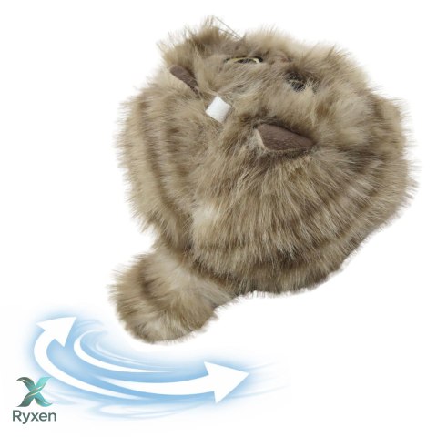 Pluszowy Brązowy Kotek z Kręcącym Ogonkiem Dźwięki Piszczenia Brelok 9 cm LEAN TOYS