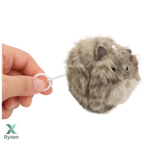 Pluszowy Brązowy Kotek z Kręcącym Ogonkiem Dźwięki Piszczenia Brelok 9 cm LEAN TOYS