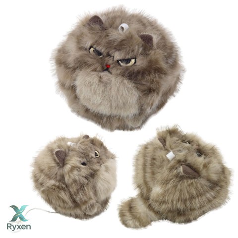 Pluszowy Brązowy Kotek z Kręcącym Ogonkiem Dźwięki Piszczenia Brelok 9 cm LEAN TOYS