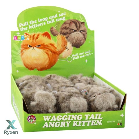 Pluszowy Brązowy Kotek z Kręcącym Ogonkiem Dźwięki Piszczenia Brelok 9 cm LEAN TOYS