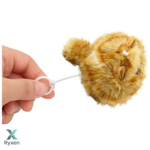 Pluszowy Rudy Kotek z Kręcącym Ogonkiem Dźwięki Piszczenia Brelok 9 cm LEAN TOYS