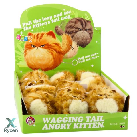 Pluszowy Rudy Kotek z Kręcącym Ogonkiem Dźwięki Piszczenia Brelok 9 cm LEAN TOYS
