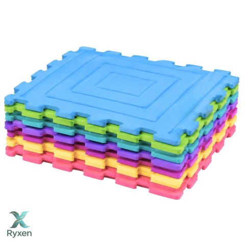 Sensoryczne Puzzle Silikonowe Mata Ścieżka Sensoryczna Kolorowe 25 cm 12el. LEAN TOYS