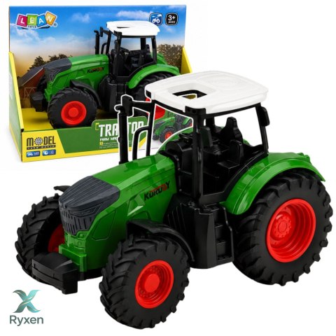 Traktor Rolniczy Farmerski Gospodarski Gumowe Koła Biało Zielony 1:24 LEAN TOYS