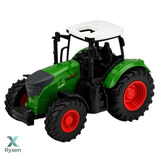 Traktor Rolniczy Farmerski Gospodarski Gumowe Koła Biało Zielony 1:24 LEAN TOYS