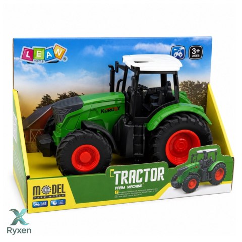 Traktor Rolniczy Farmerski Gospodarski Gumowe Koła Biało Zielony 1:24 LEAN TOYS