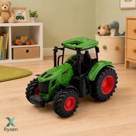 Traktor Rolniczy Farmerski Gospodarski Gumowe Koła Zielony 1:24 LEAN TOYS
