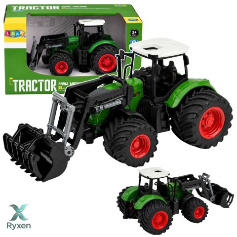 Traktor Rolniczy Farmerski Z Ładowaczem Czołowym Gumowe Koła Zielony 1:24 LEAN TOYS