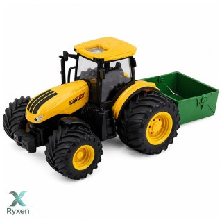 Traktor Rolniczy Farmerski Z Rozsiewaczem Nawozu Światła Dźwięk Żółty 1:24 LEAN TOYS