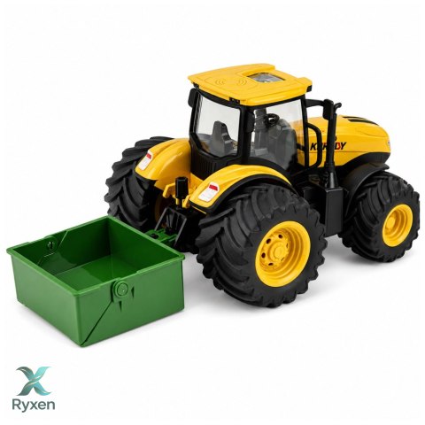 Traktor Rolniczy Farmerski Z Rozsiewaczem Nawozu Światła Dźwięk Żółty 1:24 LEAN TOYS