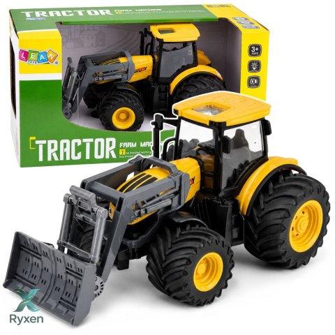 Traktor Rolniczy Farmerski Ze Spychaczem Światła Dźwięki Żółty 1:24 LEAN TOYS