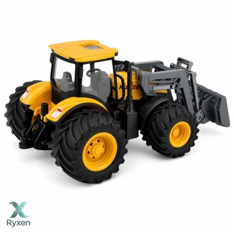 Traktor Rolniczy Farmerski Ze Spychaczem Światła Dźwięki Żółty 1:24 LEAN TOYS