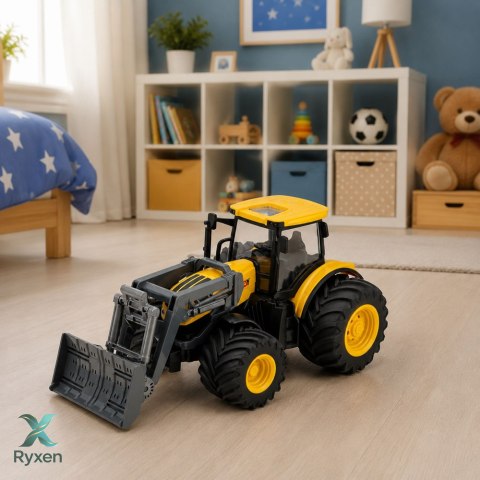 Traktor Rolniczy Farmerski Ze Spychaczem Światła Dźwięki Żółty 1:24 LEAN TOYS
