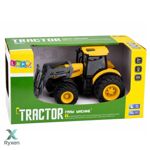 Traktor Rolniczy Farmerski Ze Spychaczem Światła Dźwięki Żółty 1:24 LEAN TOYS