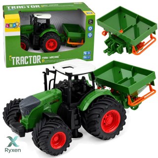 Traktor Rolniczy Farmerski z Siewnikiem Gumowe Koła Maszyna Rolnicza 1:24 LEAN TOYS
