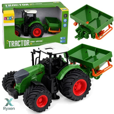 Traktor Rolniczy Farmerski z Siewnikiem Gumowe Koła Maszyna Rolnicza 1:24 LEAN TOYS
