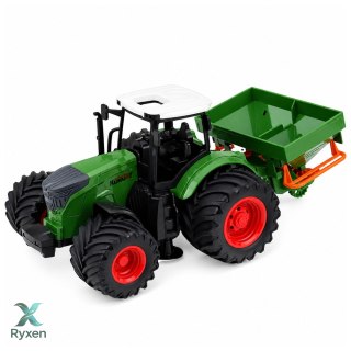 Traktor Rolniczy Farmerski z Siewnikiem Gumowe Koła Maszyna Rolnicza 1:24 LEAN TOYS