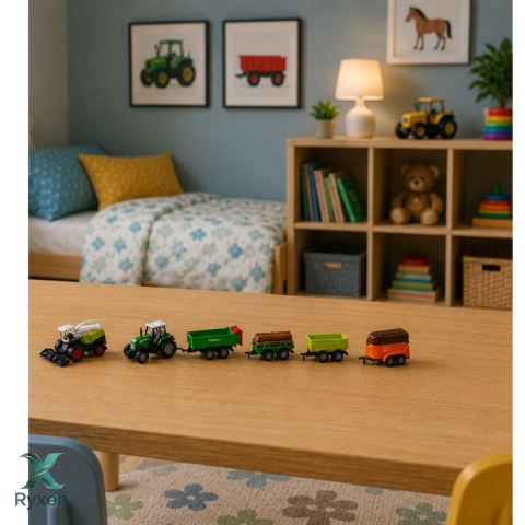 Zestaw Pojazdów Rolniczych Traktor Sieczkarnia Przyczepy 1:68 4 szt. LEAN TOYS