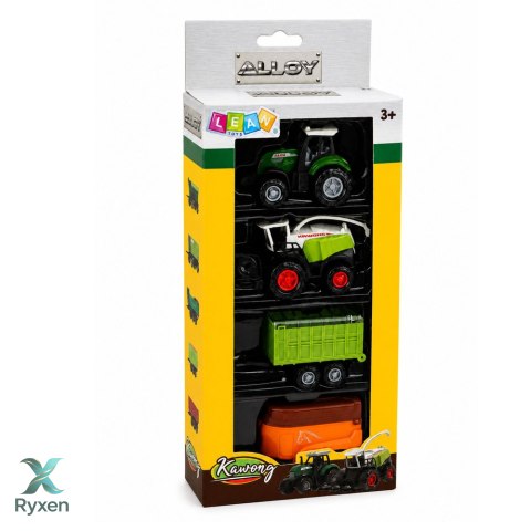 Zestaw Pojazdów Rolniczych Traktor Sieczkarnia Przyczepy 1:68 4 szt. LEAN TOYS