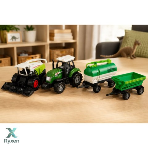 Zestaw Pojazdy Rolnicze Traktor Sieczkarnia Cysterna Rozrzutnik 1:68 4 szt. LEAN TOYS
