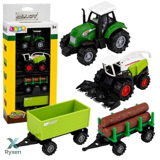 Zestaw Pojazdy Rolnicze Traktor Sieczkarnia Przyczepa Do Drewna 1:68 4 szt. LEAN TOYS